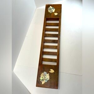 Anthropologie Wood Bath Caddy- Marble Stone Inlay- Made In India- 27” Floral